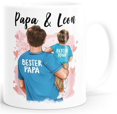 SpecialMe® Kaffee-Tasse Papa mit Namen Vater Sohn Tochter personalisierte Geschenke für Papa zum Vatertag Geburtstag Weiss standard