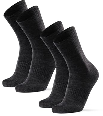 DANISH ENDURANCE Innerstrumpor i Merinoull för vandring, Motverkar blåsor, Hikingstrumpor, Luftiga & Svettavisande för Män & Kvinnor, Unisex, 2-pack, Grå, 43-47