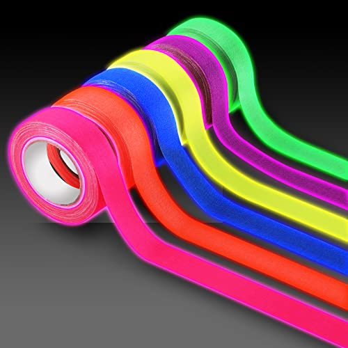 6 rotoli Nastro fluorescente neon 15 mm x 5 m Nastri Adesivo al Neon Tape Bagliore UV Reattivo 6 Colori Nastro in tessuto Gaffer fluorescente per il Partito Art Craft Decorazioni di Halloween