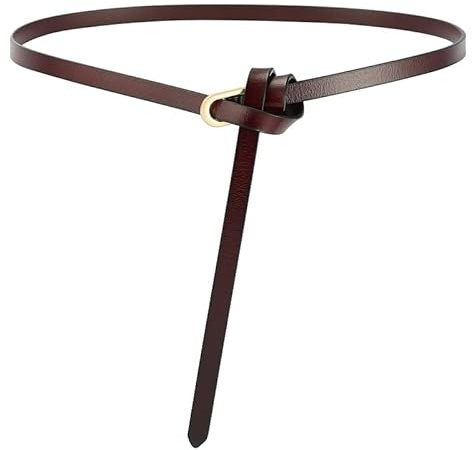 GIMIRO Damengürtel [1cm x 108cm] geniune Hüftgurt Verstellbare schmale Gürtel Kleid Bund (Coffee)