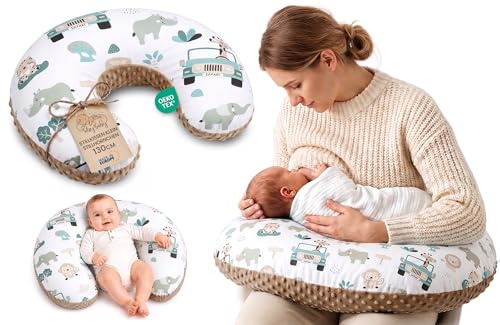 Totsy Baby Cuscino allattamento e gravidanza Minky 130 cm - cuscini neonato per allattare e dormire accessori per mamma y bebe lavabile e multifunzione Oeko-Tex Africa Cachi