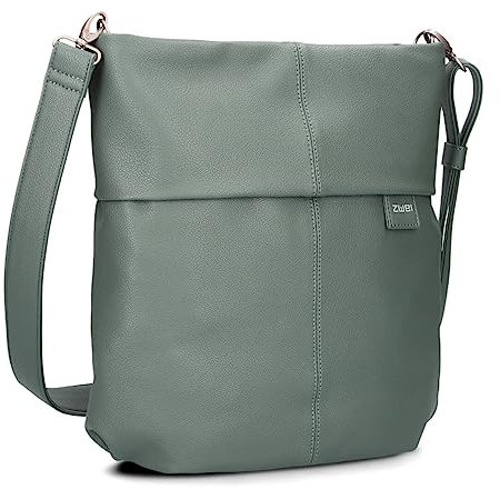 Zwei Damen Handtasche Mademoiselle.M M12 Umhängetasche 7 Liter Crossbody Bag, Schultertasche in DIN-A4-Größe, Schlüsselring, Geheimfach, inkl. extra kurzen abnehmbaren Schultergurt (eucalyptus)