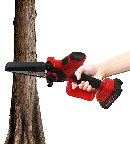 Mini motosierra eléctrica portátil para árbol de madera y podadora con batería recargable de 6 pulgadas
