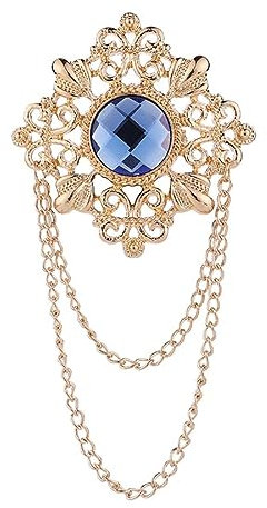 YAHOYA Retro Palast Edelstein Brosche Herren Anzug Anstecknadel Vintage Strass Kreuz Quaste Anstecknadeln mit Kettenabzeichen Luxus Schmuck Zubehör