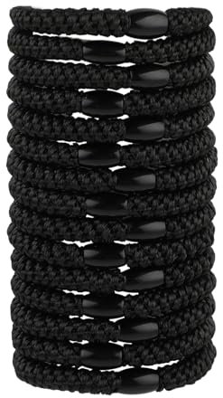 Amabro Elastische Haarbänder, 15PCS Pferdeschwanzhalter Set Täglich Scrunchies Keine Beschädigung Haarbänder Hochelastische Haarseile für dickes Haar Lockiges Haar (Schwarz)