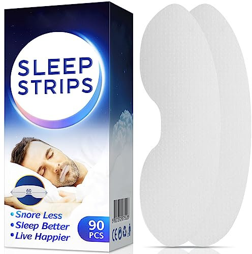 Tiras bucales anti ronquidos - Dispositivo para dejar de roncar, 90 piezas para la boca del sueño, Premium Gentle Nasal Breathing Mouth Strap, Mejorar la calidad del sueño y dejar de roncar solución