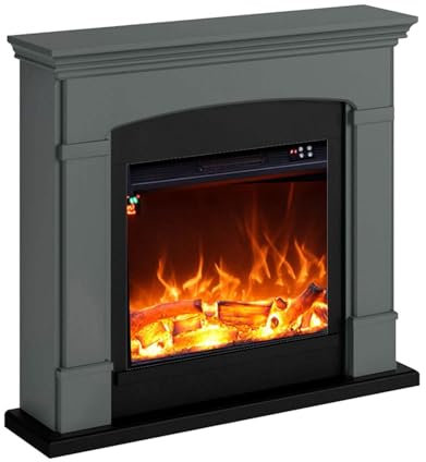 Fuego Monica Antracita 1500w Chimenea De Pared Con Mando a Distancia Marco y Quemador Gris Oscuro