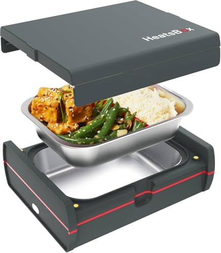 Faitron HeatsBox Boite Chauffante Repas Électrique Mobile, Sans BPA, Bol Anti-Fuite Gamelle Chauffante en Acier Inoxydable (925 ml) (Pro)