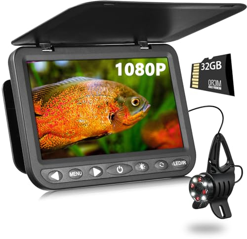FishPRO HD1080P - Fotocamera subacquea per pesca subacquea, 7'' IPS w/DVR 32 GB, 10.000 mAh (non c'è bisogno di imparare), fotocamera subacquea per pesca subacquea, IR e LED per scura, rilevatore di