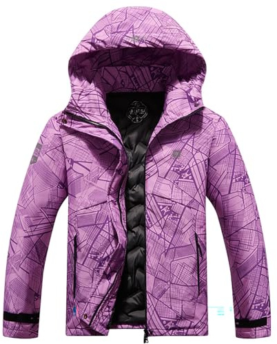 SotRong Vestes imperméables d'extérieur pour femme, manteaux de ski en polaire chaude avec capuche, coupe-vent, alpinisme, escalade, randonnée (violet, taille L), a-violet, L
