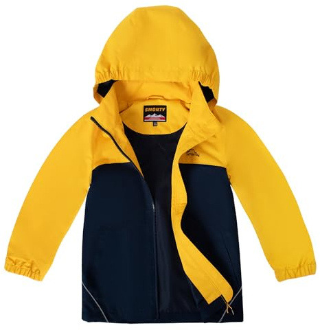 SMONTY Veste Imperméable pour Enfant Résistant au Vent Softshell à Capuche Veste Extérieure Respirante pour La Randonnée, Le Vélo et La Course à Pied