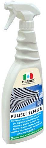 MARBEC PULISCI TENDE 750ML Detergente smacchiante specifico per la pulizia di tutti i tessuti di tende e gazebo.