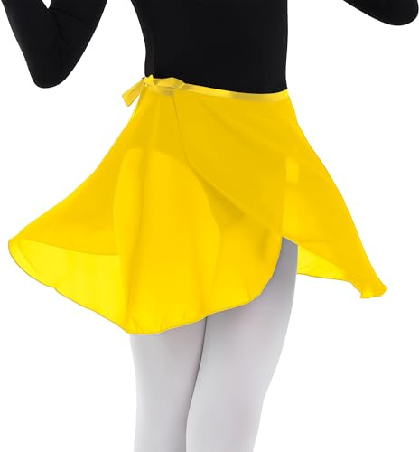 MUNAFIE Abbigliamento da balletto da donna, gonna da balletto, regolabile, cravatte, in chiffon, per donne e ragazze, giallo., Einheitsgröße