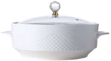 MGHRUE 1600ML Sopera De Cerámica con Tapa Y Cucharón, Cuenco Creativo con Doble Asa, Vajilla Elegante para Sopas Y Guisos