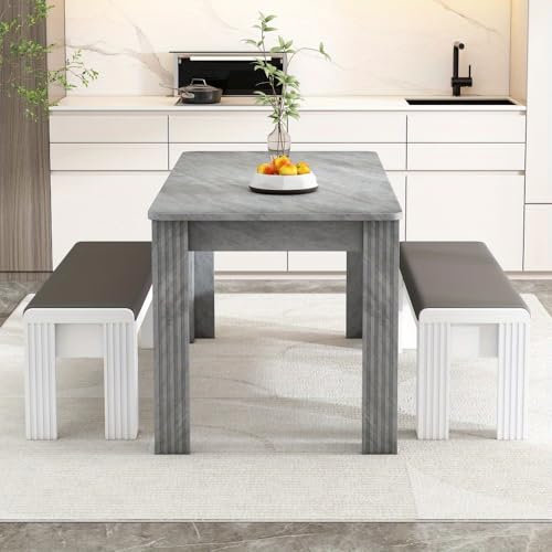 OCACA Sitzbank (2 Set), Polsterbank, Schuhwechselhocker, Langbank mit Kunstleder-Sitzkissen, Modernes Design Sitzbank, Elegante Sitzgelegenheit für Zuhause, Schlafzimmer, Wohnzimmer, Flur, Grua+Weiss