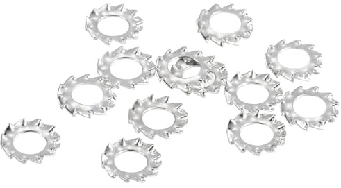 QUARKZMAN 60pz Rondelle Bloccanti a Stella con Denti Esterni, M5 Rondella Bloccanti Serrate Esternamente Acciaio Inossidabile 304 per Fissaggi di Attrezzature Meccaniche, Argento