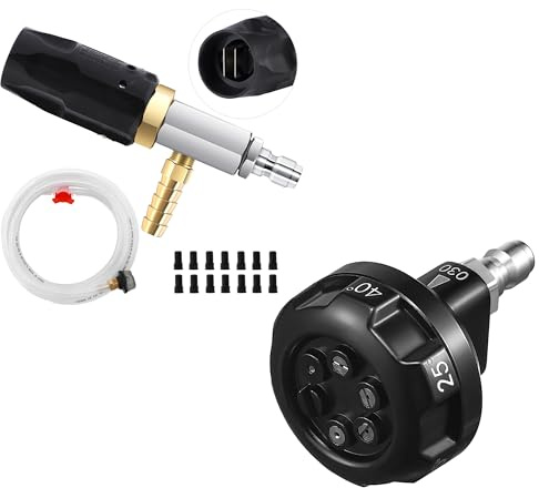 FIXFANS Adjustable Long Range Downstream Injection Nozzle Kit 4-4.5 GPM, Pressure Washer Nozzle 6 in 1
