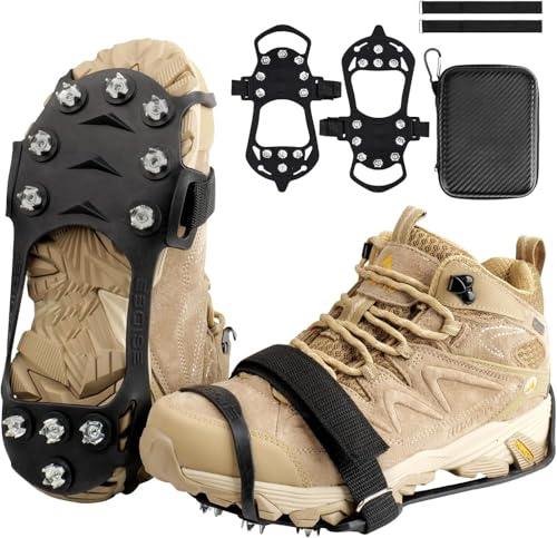 Spikes für Schuhe, Steigeisen, Spikes für Schuhe Wanderschuhe Bergschuhe, Grödel Winter Gehen Wandern Trekking EIS, Edelstahl Anti-Rutsch steigeisen Winter Outdoor Sports Klettern