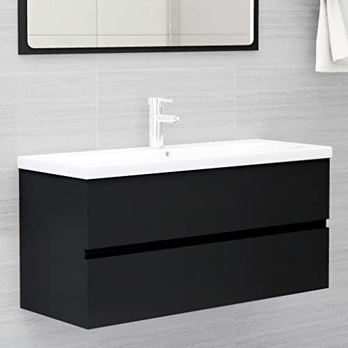 DYRJDJWIDHW arredo bagno,Mobile Sottolavabo Nero 100x38,5x45 cm in TruciolatoAdatto per bagni, cucine