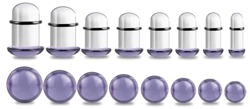 DOEARKO Örontöjningssats 8 par O-ringar öronproppar tunnlar öronmätare expanderare set kroppspiercing smycken för män kvinnor, 1.6-10mm, Glas, glas