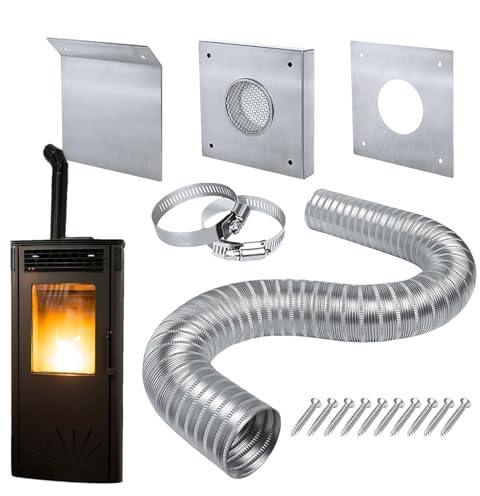 Kits d'admission de poêle à granulés, tuyau d'aération résistant à la rouille, kit d'admission d'air, design de ventilation efficace, performance robuste pour tuyau de poêle à granulés