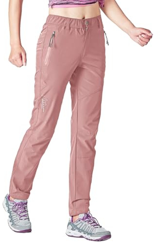Rdruko, pantaloni da trekking da donna, leggeri, ad asciugatura rapida, funzionali, traspiranti, con protezione UV UPF 50+, ideali per l'estate, Colore: rosa., XS