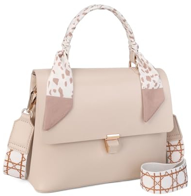 Gladdon Umhängetasche Damen, Schultertasche mit Reißverschluss, Crossbody Bag, Leder handtasche klein, Breite Schultergurte Jacquard-Gewebe