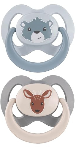 babynova Set di 2 Succhietti in Silicone con Scatola per la Sterilizzazione - Taglia 3, da 18 Mesi- Succhietto Ortodontico - Senza BPA - Prodotto in Germania - Orso & Cervo