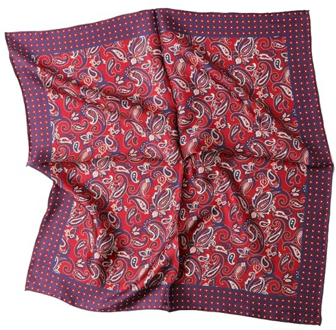 Prettystern Handrullad dam herr unisex 100 % siden bandana nicki halsduk sommar liten sidenscarf, 55b Paisley Mörkröd, 53/53 cm, 14mm spessore, laminato a mano
