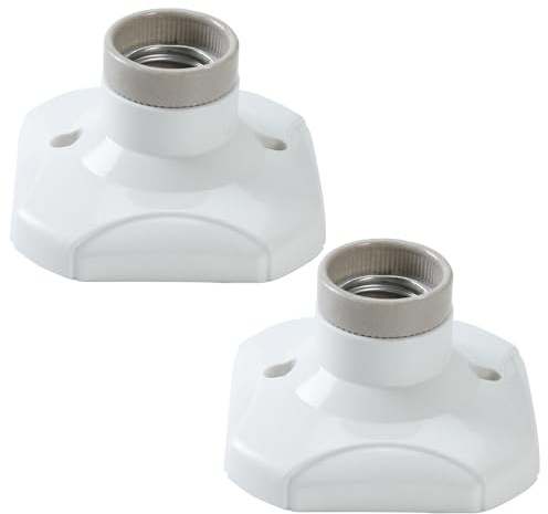 Unikeen E27 Screw Light Bulb Socket Holder, 2 Pcs ES Lamp Holder Base Ceramic Ceiling Light Fitting for Edison Wall Socket Energy DIY Saving Lamps Bulb LED Lighting, AC 220-250V