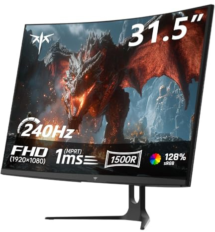 KTC Monitor Gaming Curvo 32 Pulgadas 240Hz | FHD | 1ms MPRT | Panel VA 1500R | HDR10 | Contraste 5000:1 | AMD FreeSync | sRGB 128% Amplia | HDMI 2.0/DP 1.4 | Montaje VESA | H32C5