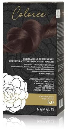 Namalei Tinta Colorèe 5.0 Castano Chiaro 180 ml | Colore per capelli senza ammoniaca, lunga durata, formula idratante e rinforzante