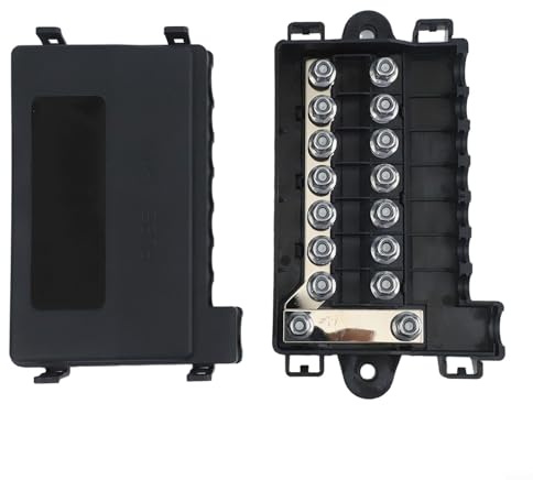 Support de boîte à fusibles 7 voies pour voiture, bateau, camping-car – 32 V CC, 15 A-250 A, compatible avec les fusibles Midi, borne en plastique noir