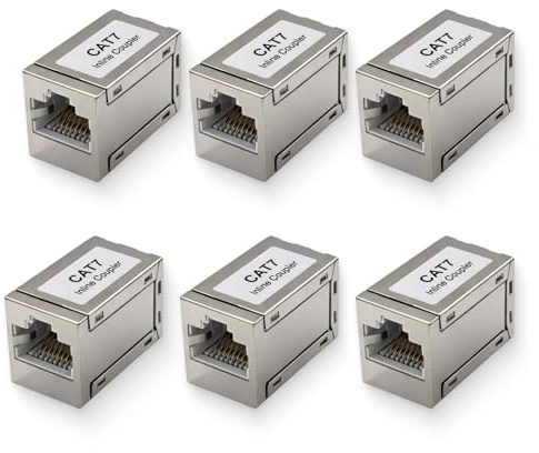 JiangZShangM 6PCS RJ45 Kupplung Cat7, LAN Kabel Verbinder Geschirmt, Ethernet Verlängerung bis 10 Gbit/s, RJ45 Verbinder für Netzwerkkabel, Lan Kupplung für Cat7 Cat6A Cat6 Cat5e