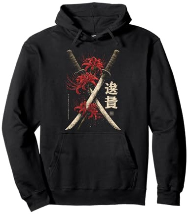 Ragno Rosso Giglio Fiore Katana Spada Anime Giapponese Otaku Felpa con Cappuccio