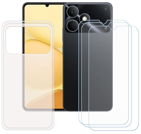 CongJiaLingXi Funda para Realme Note 80 (6.74) + Screen Protector, Translúcido Suave Silicona Caso + [3 Piezas] Cristal Templado Film Vidrio.