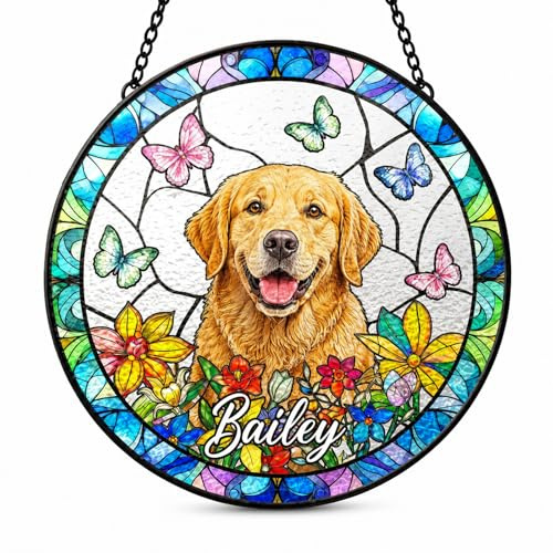 Personalized Suncatcher Glass Hanging Ornament, Custom Photo Window Decor for Pets, Couples & Family, DIY Dog Memorial Gifts for Loss of Dog, Pet Memorial Gifts for Dogs