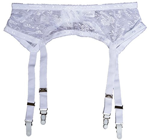 TVRtyle Women Vintage 4 Straps Metal Buckles Sexy Garter Belts for Stockings Retro Suspender Belt S502 (White, Large)