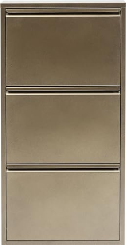 Kare Design Schuhschrank Caruso Bronze, Metall, mit 3 Klappen, Schuhablage für 6 Paar Schuhe, schmal, platzsparend, hoch, Schuhregal, Eingangsbereich, 103x50x14 cm (H/B/T)