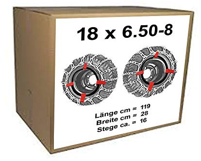 18x6.50-8 Schneeketten + Spanner für Rasentraktor Aufsitzmäher 18 x 6.50-8