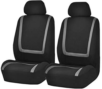GODGETS Housse de Siège de Voiture Confortable Protecteurs de Siège Antipoussière Pad Couverture Universel Housses de Siège Complet pour Véhicule Voitures,Gris Noir,2 * Places Avant