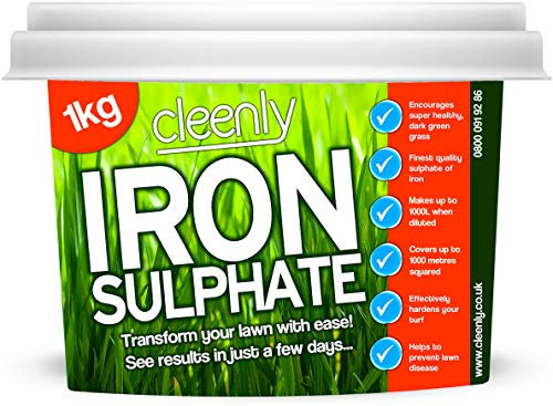 Cleenly Iron Sulphate for Lawns 1kg (Makes up to 1000L & Covers up to 1000m2) Sulphate of Iron Lawn Conditioner Turf Hardener