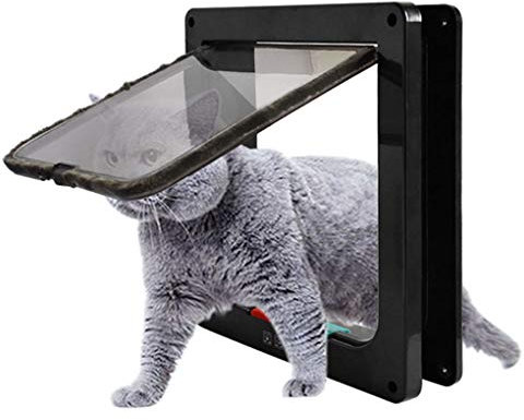 Large Cat Flap 4-Way Locking Magnetic Latch Cat Dog Flap Cat Doors for Interior & Exterior Doors/Wall with Tunnel Pet Flap for Screen Sliding Cats and Large Dogs Outer Size 11x 9.8