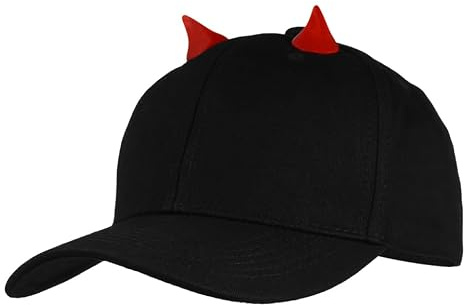 SOIMISS Halloween Baseballmütze Schwarz | Teufel Horn Baseballmütze Outdoor Vielseitige Peaked Cap Teufel Kostüm Zubehör für Halloween Party Geschenke