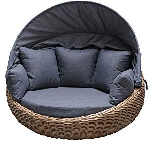 Ploß Daybed Ronda Natur-braun Rundgeflecht Sonnenliege Polyrattan Liegeinsel