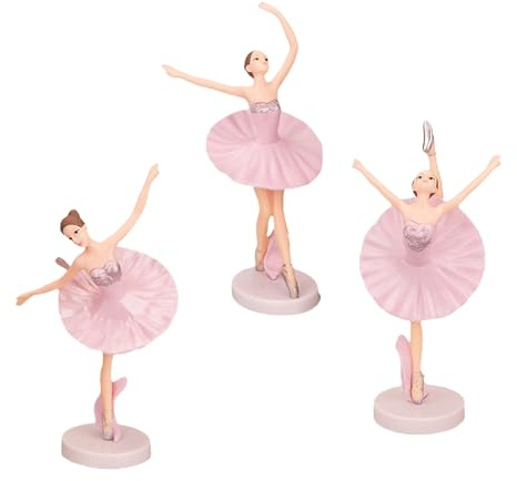 TOYANDONA 3Pcs Ballerina Mädchen Figuren Ornamente Ballett Tänzerin Statue Kuchen Topper für Tänzerin Hochzeit Geburtstag Party Favors Kuchen Dekoration