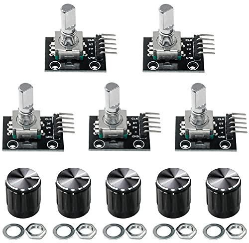 GIAK KY-040 Rotary Encoder Modul Drehgeber 5 Stück 360 Grad Drehgeber | Drehwinkelgeber Mit Druckknopf für Automobilelektronik Multimedia-Audio