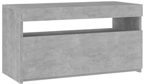 vidaXL TV Schrank mit LED-Leuchten Lowboard TV Möbel Tisch Board Sideboard Fernsehtisch Fernsehschrank HiFi-Schrank Betongrau 75x35x40cm