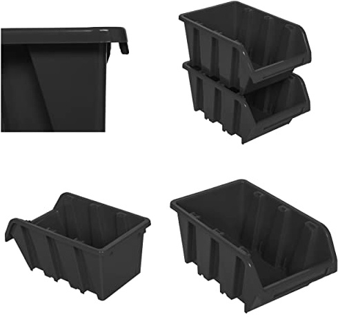 botle 10 x stapelbara lådor, verkstad, garage, förvaringslådor, visningslådor, stapelbara lådor, sorteringslådor, 100 x 150 x 70 mm, antracitfärgade, stapelbara lådor, plast, förvaringslådor, stapelbara