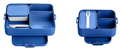 Mepal 2-teiliges Bentolunchbox-Set Take a Break, Small of Large, Brotkasten mit Behältern, geeignet für bis zu 4 oder 8 Butterbrote, TPE/PP/ABS, 0 mm Vivid Blue (Blau)